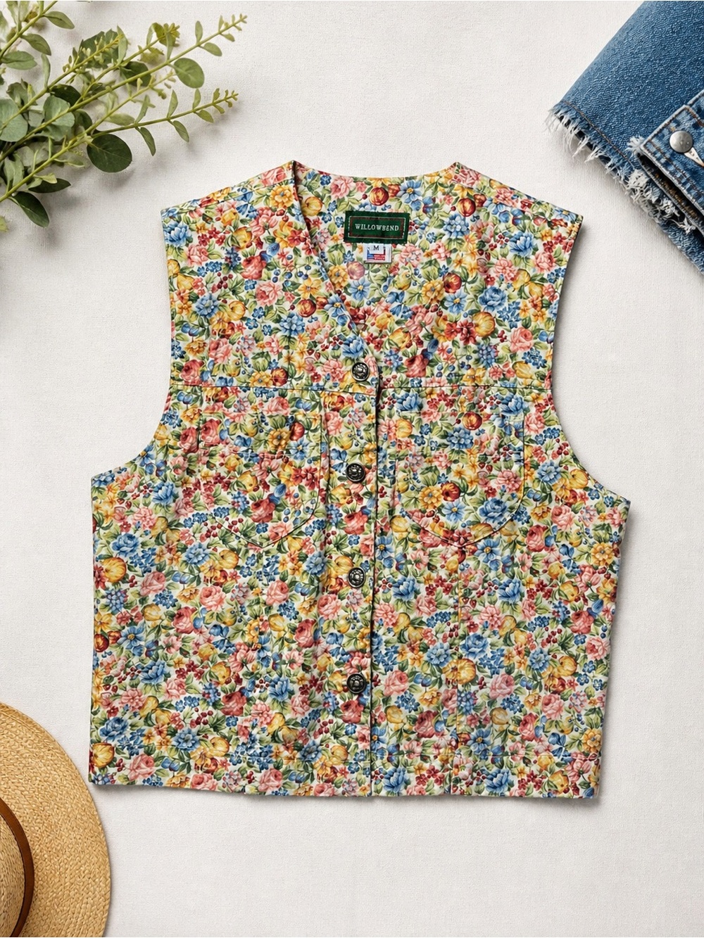 Vintage Y2K Willowbend Floral Button-Up Vest - Picture 1 of 10